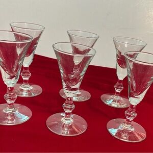 Vintage Libbey Glass Co Georgian Sherry Stemmed Glasses - Set of 6